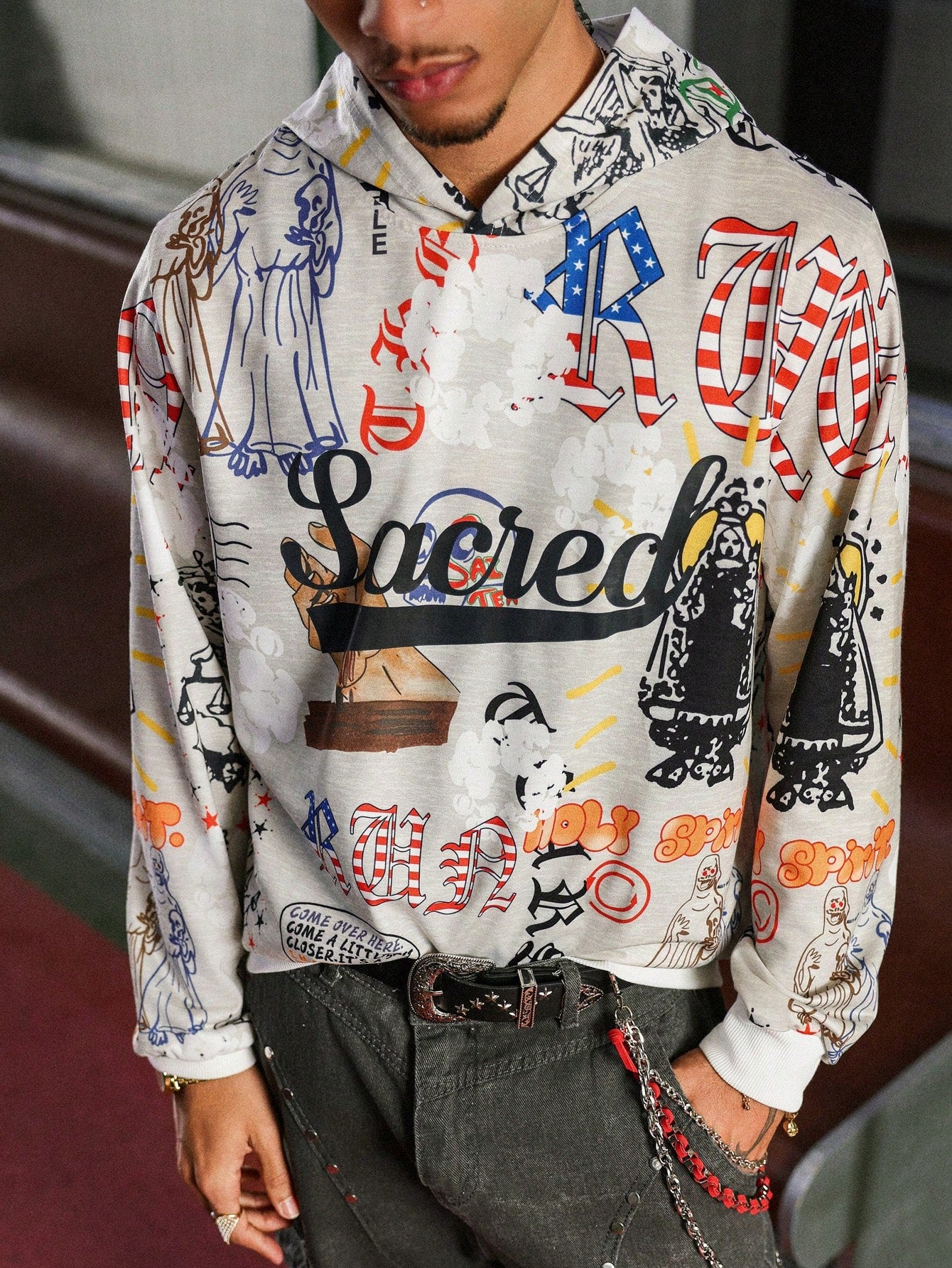 Streetrush Men's Printed Minimalist Hoodie