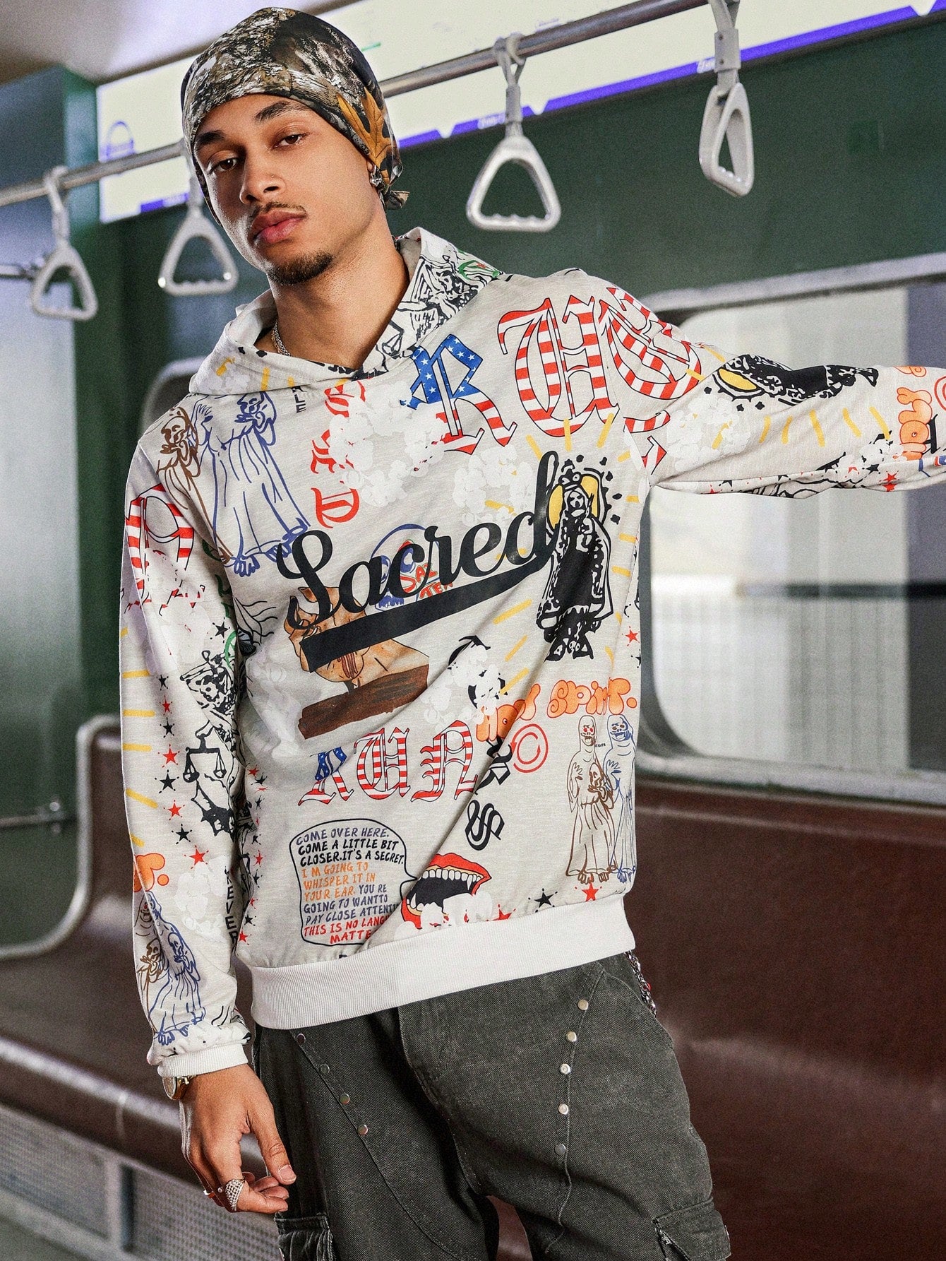 Streetrush Men's Printed Minimalist Hoodie