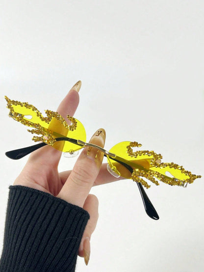 Y2K Frameless Rhinestone Decor Fashion Glasses