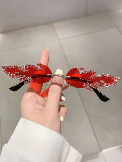 Y2K Frameless Rhinestone Decor Fashion Glasses