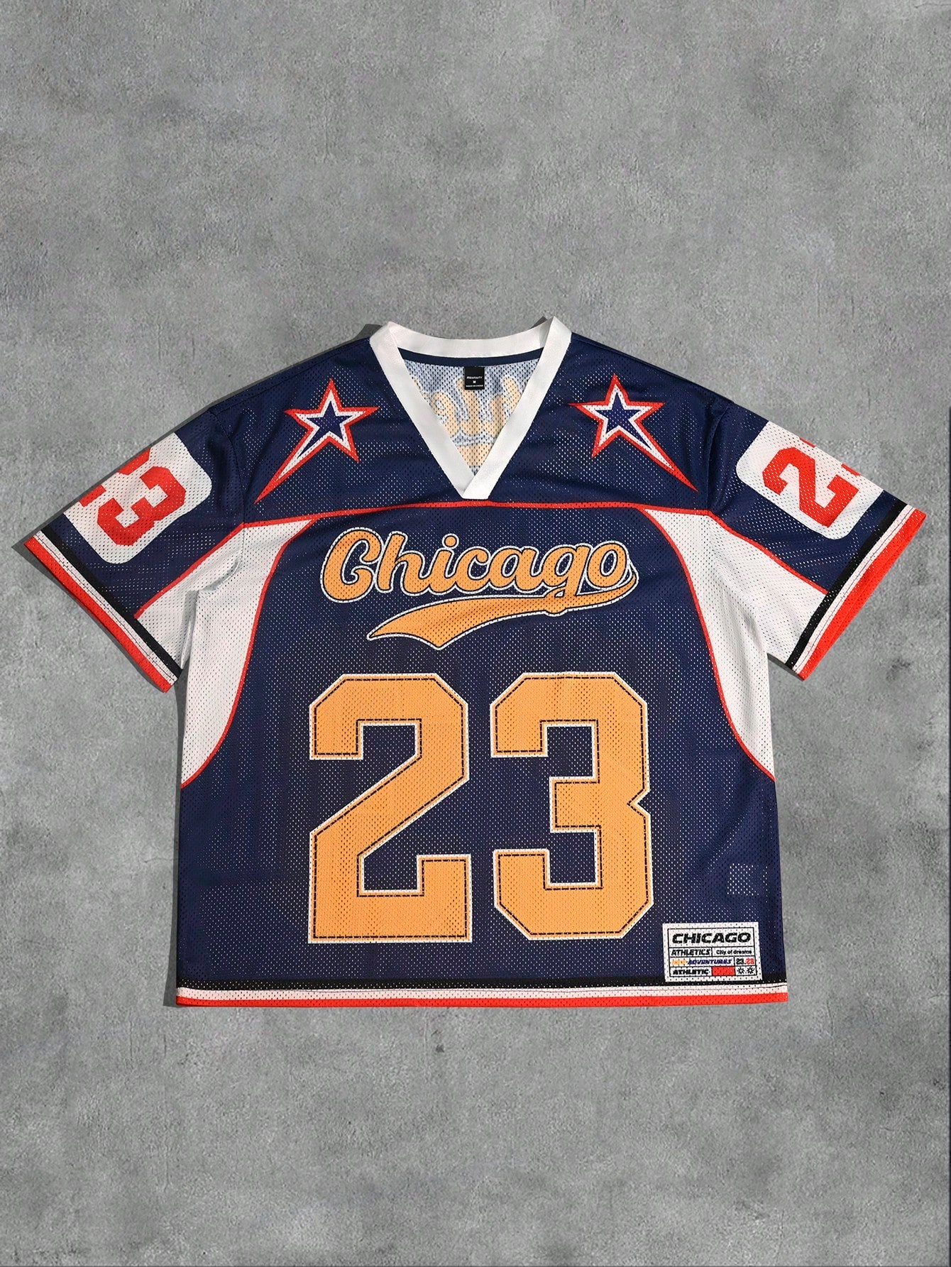 Blue V-Neck Pointelle Contrast Binding Loose Fit Jersey