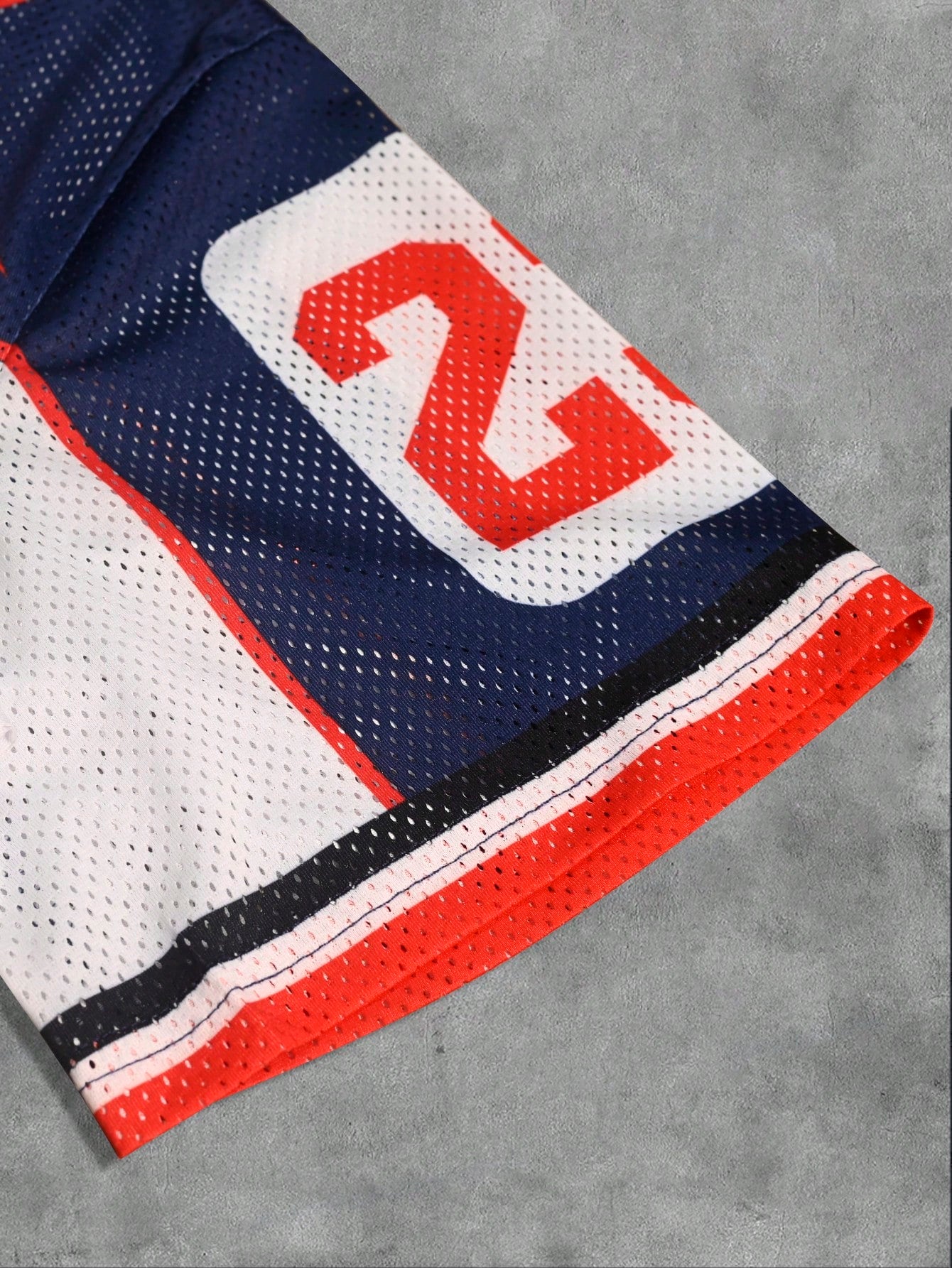 Blue V-Neck Pointelle Contrast Binding Loose Fit Jersey