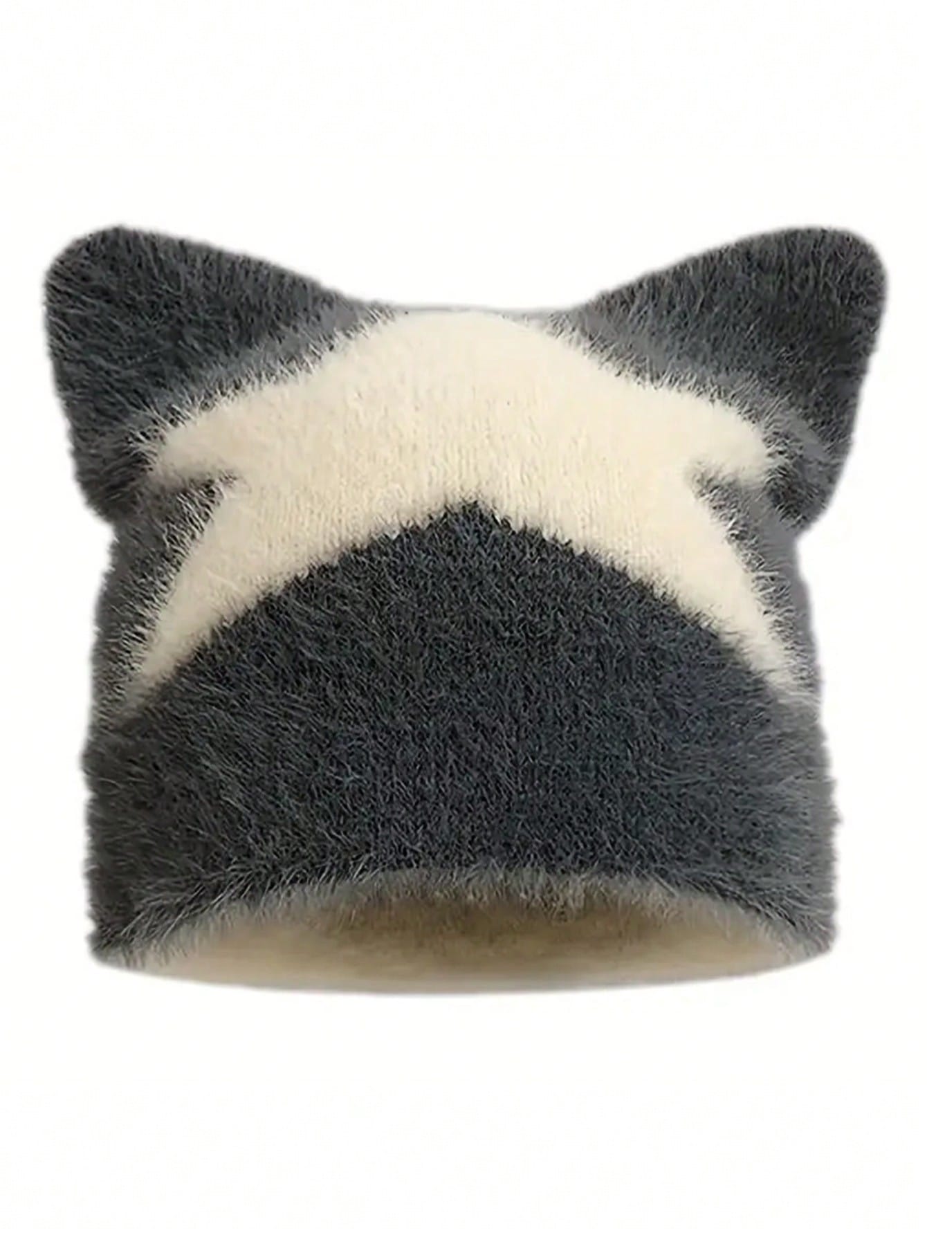 Cat Ear Pentagram Embroidery Fluffy Knitted Beanie