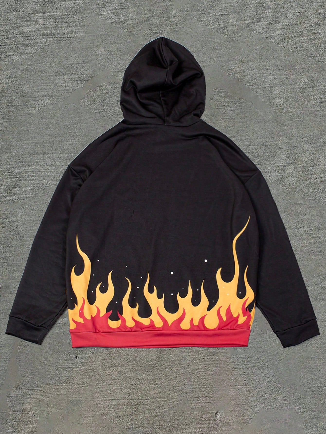 Men's Contrast Skull Flame Print Hoodie