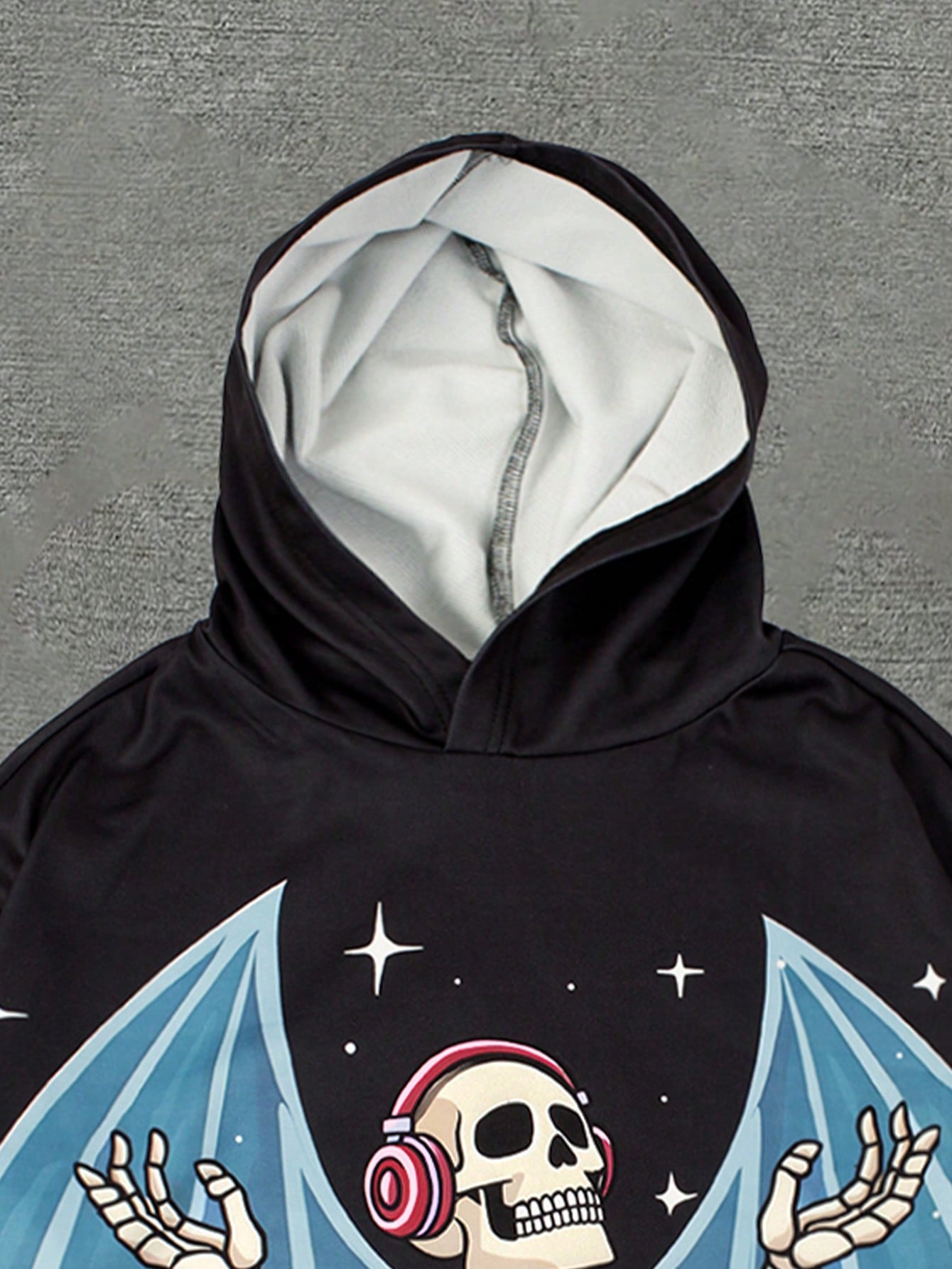 Men's Contrast Skull Flame Print Hoodie