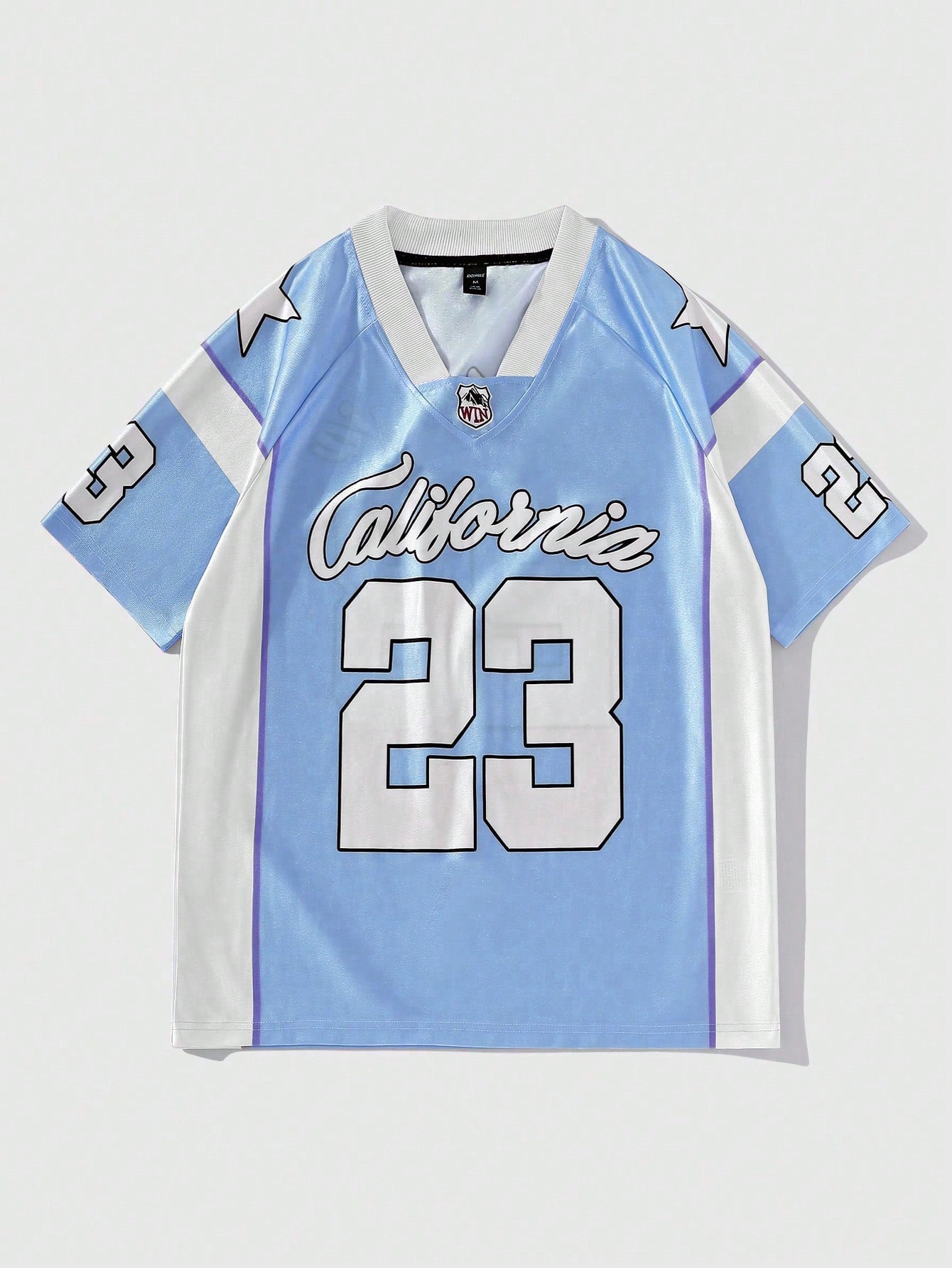 Men's Blue Raglan V-Neck Football Jersey