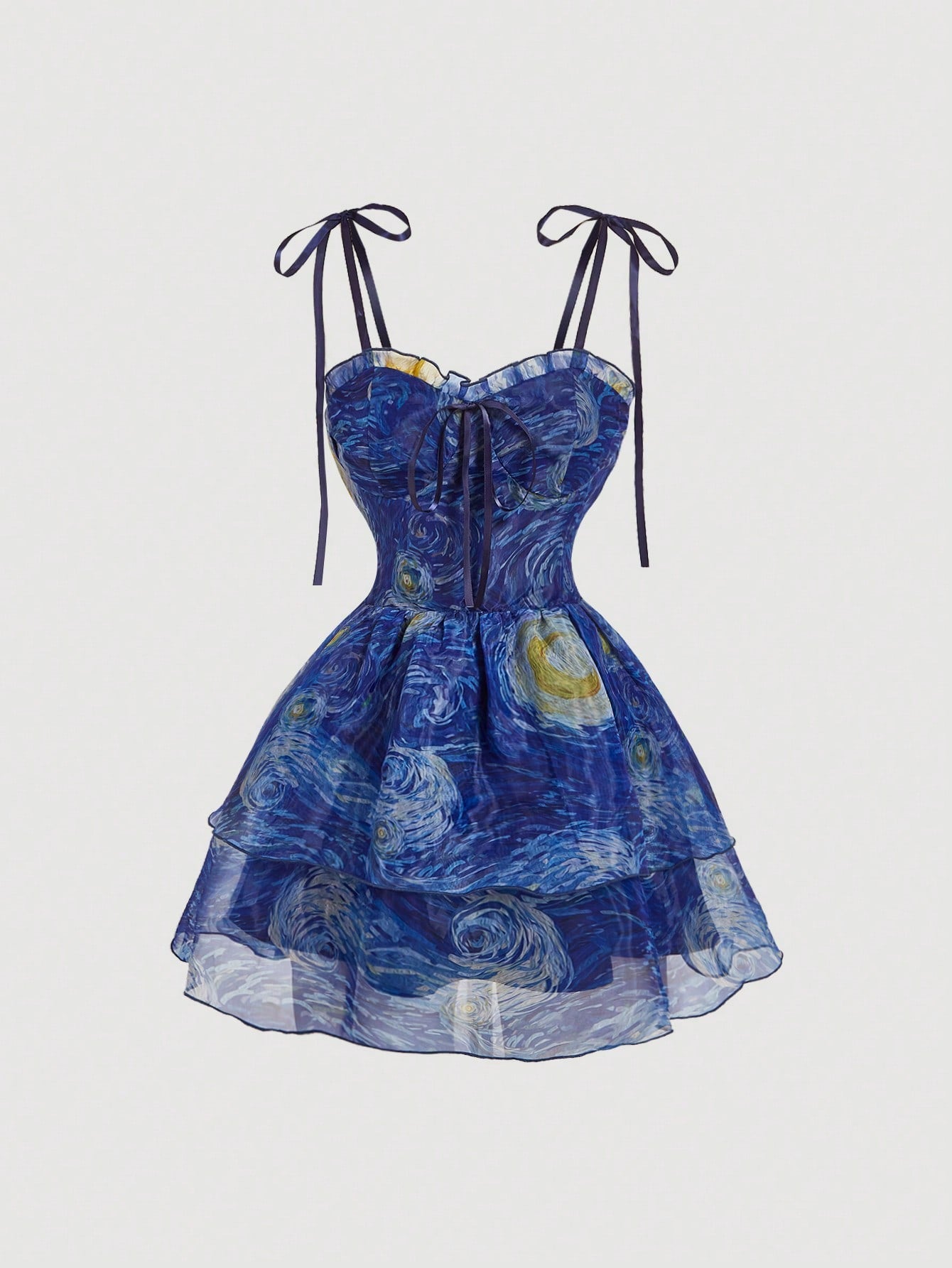 Van Gogh Starry Night Organza Mini Dress