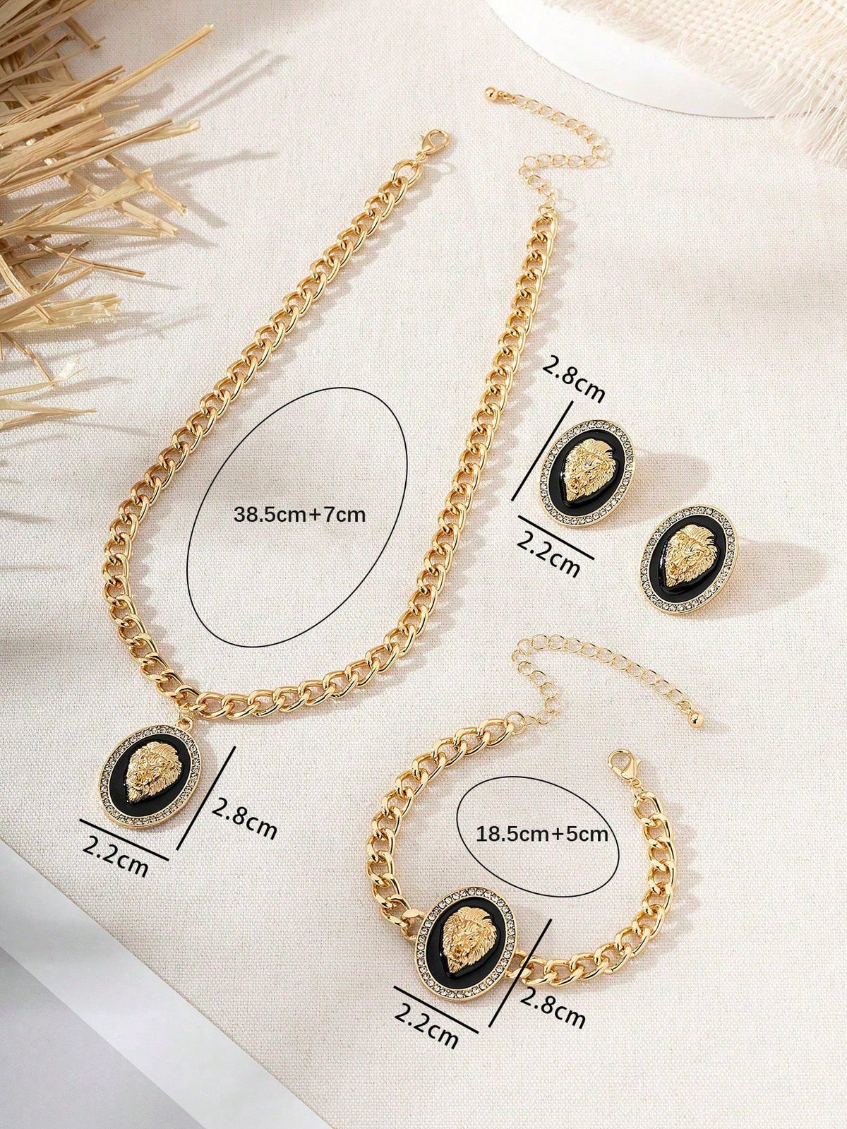 3pcs Lion Head Jewelry Set for Women