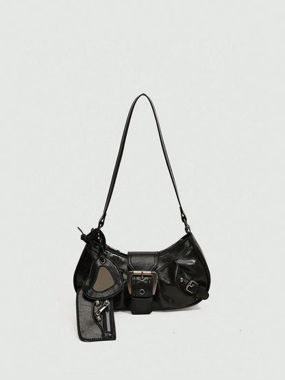 Y2K Gothic Rivet Decor Retro Square Shoulder Bag