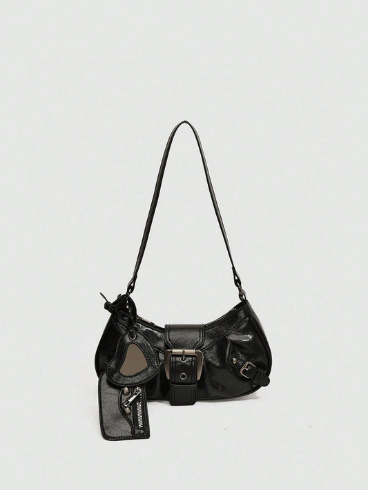 Y2K Gothic Rivet Decor Retro Square Shoulder Bag