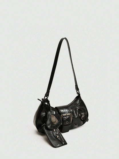 Y2K Gothic Rivet Decor Retro Square Shoulder Bag