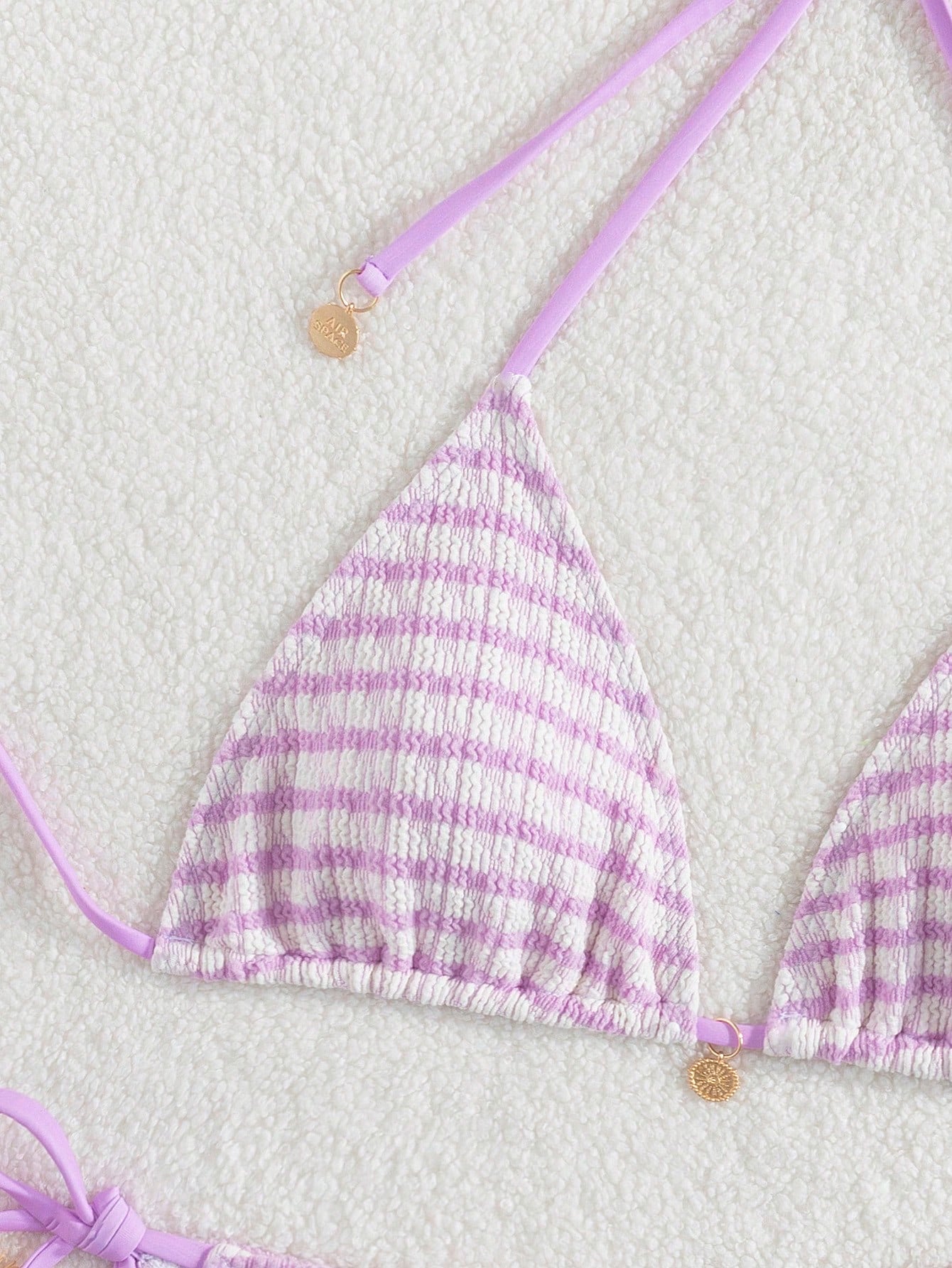 Striped Water Ripple Halter Bikini Two-Piece Set