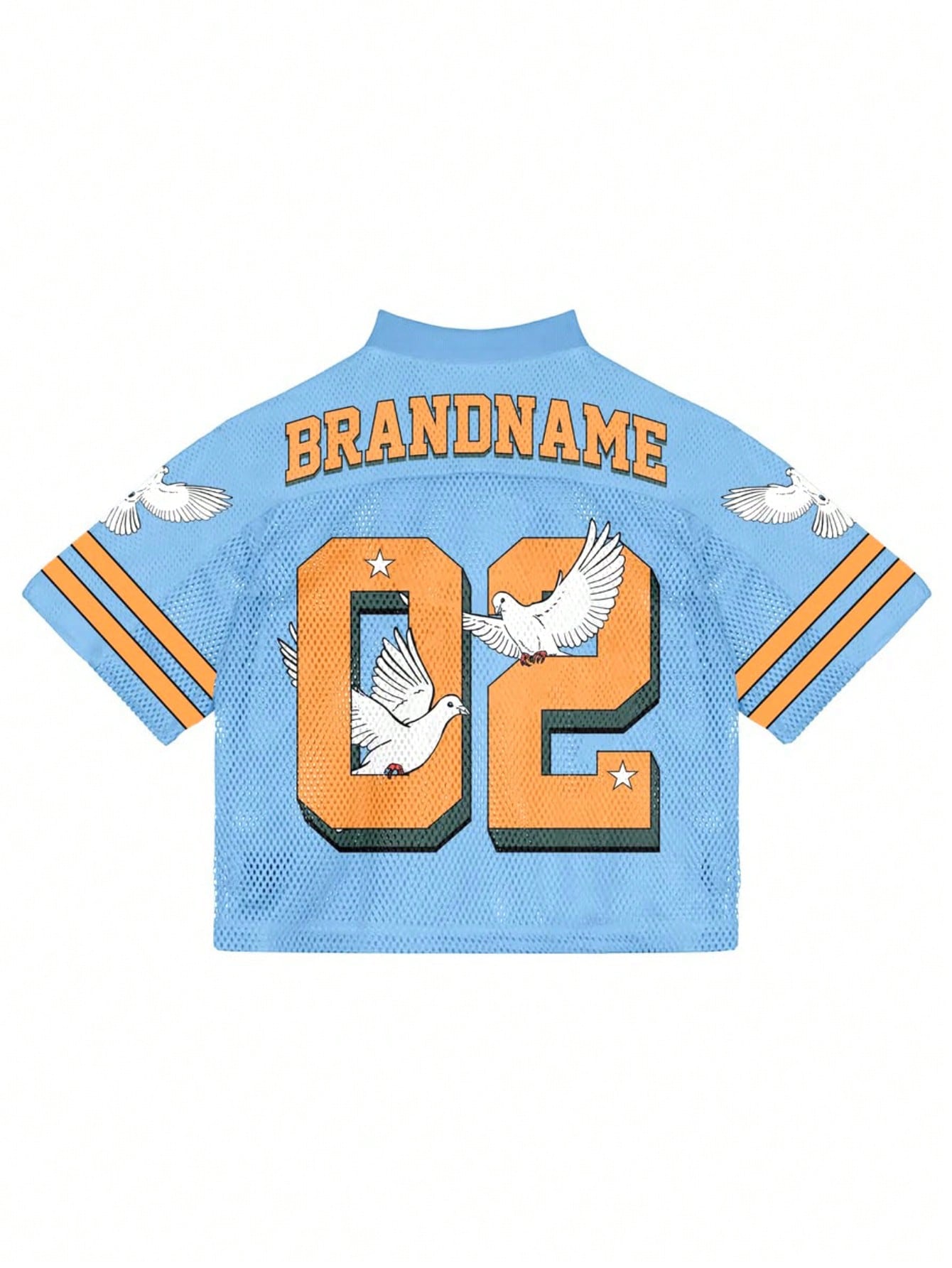 Multicolor Perforated Splicing Digital Print V-Neck Jersey