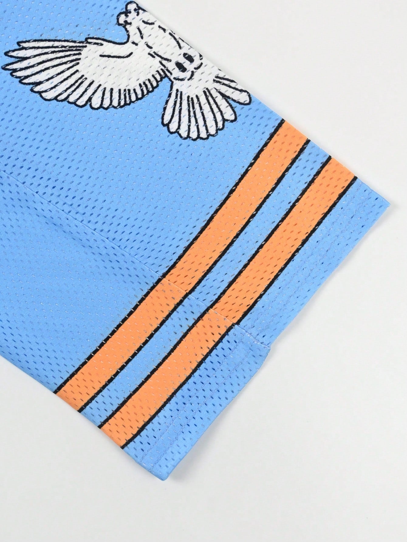 Multicolor Perforated Splicing Digital Print V-Neck Jersey