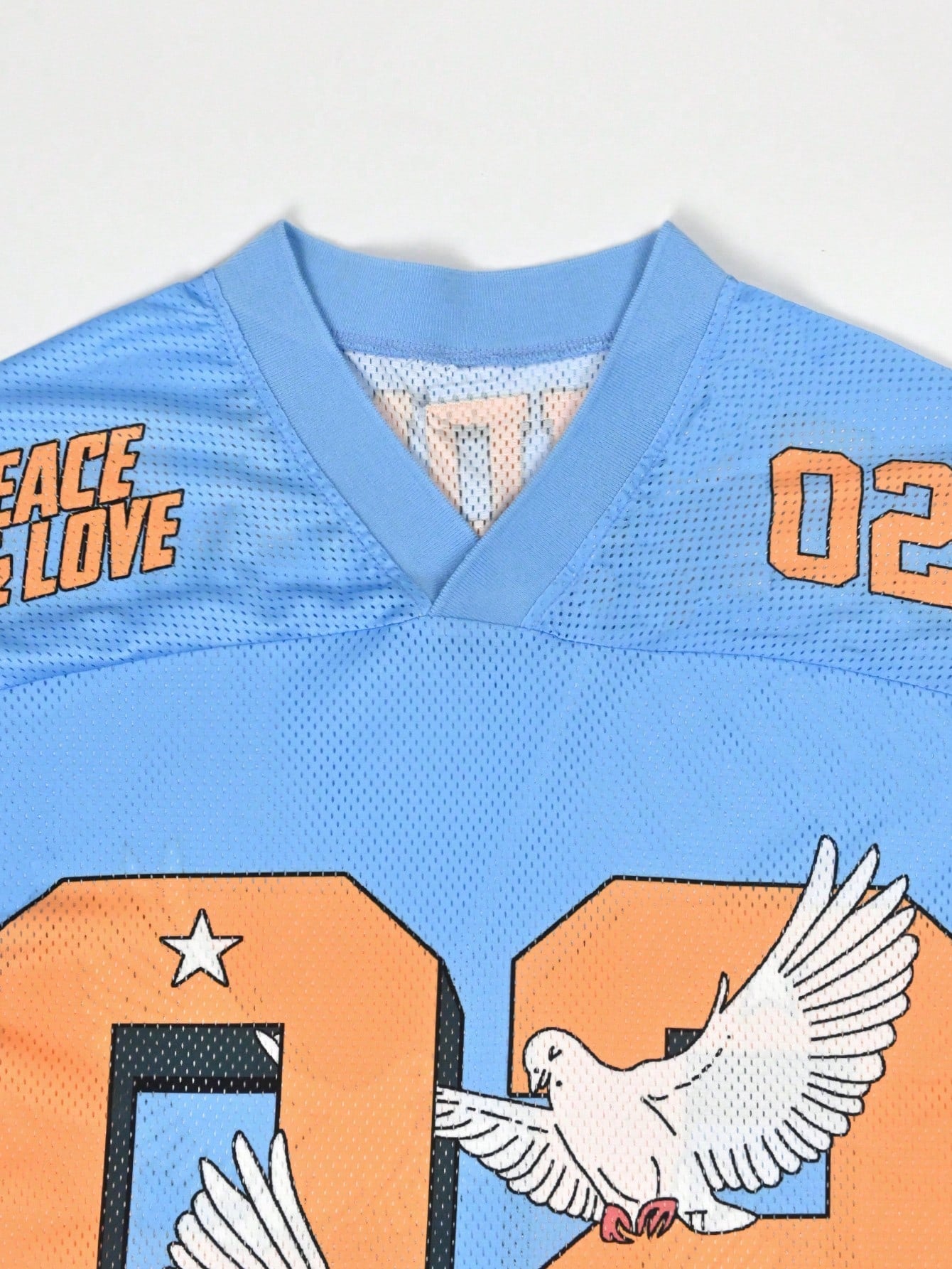 Multicolor Perforated Splicing Digital Print V-Neck Jersey