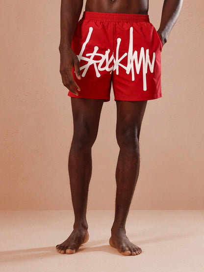 Loose Fit Graphic Print Beach Boardshorts