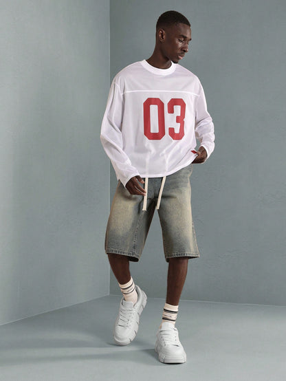 Unisex White Loose Fit Knitted Long Sleeve Jersey