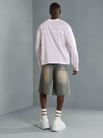 Unisex White Loose Fit Knitted Long Sleeve Jersey