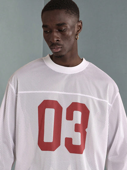 Unisex White Loose Fit Knitted Long Sleeve Jersey