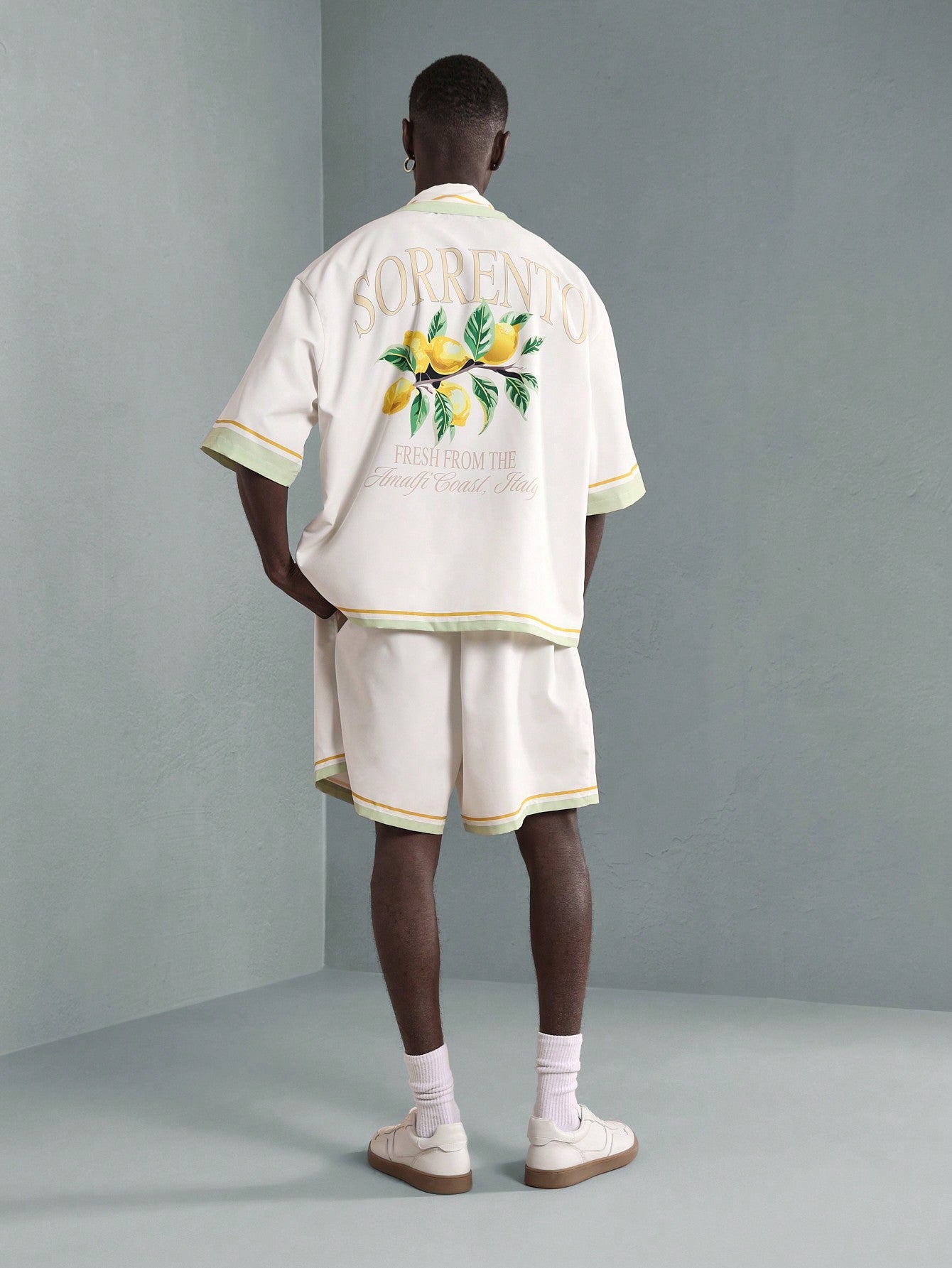 Men’s Sorrento Italian Lemon Print Shirt and Shorts Set