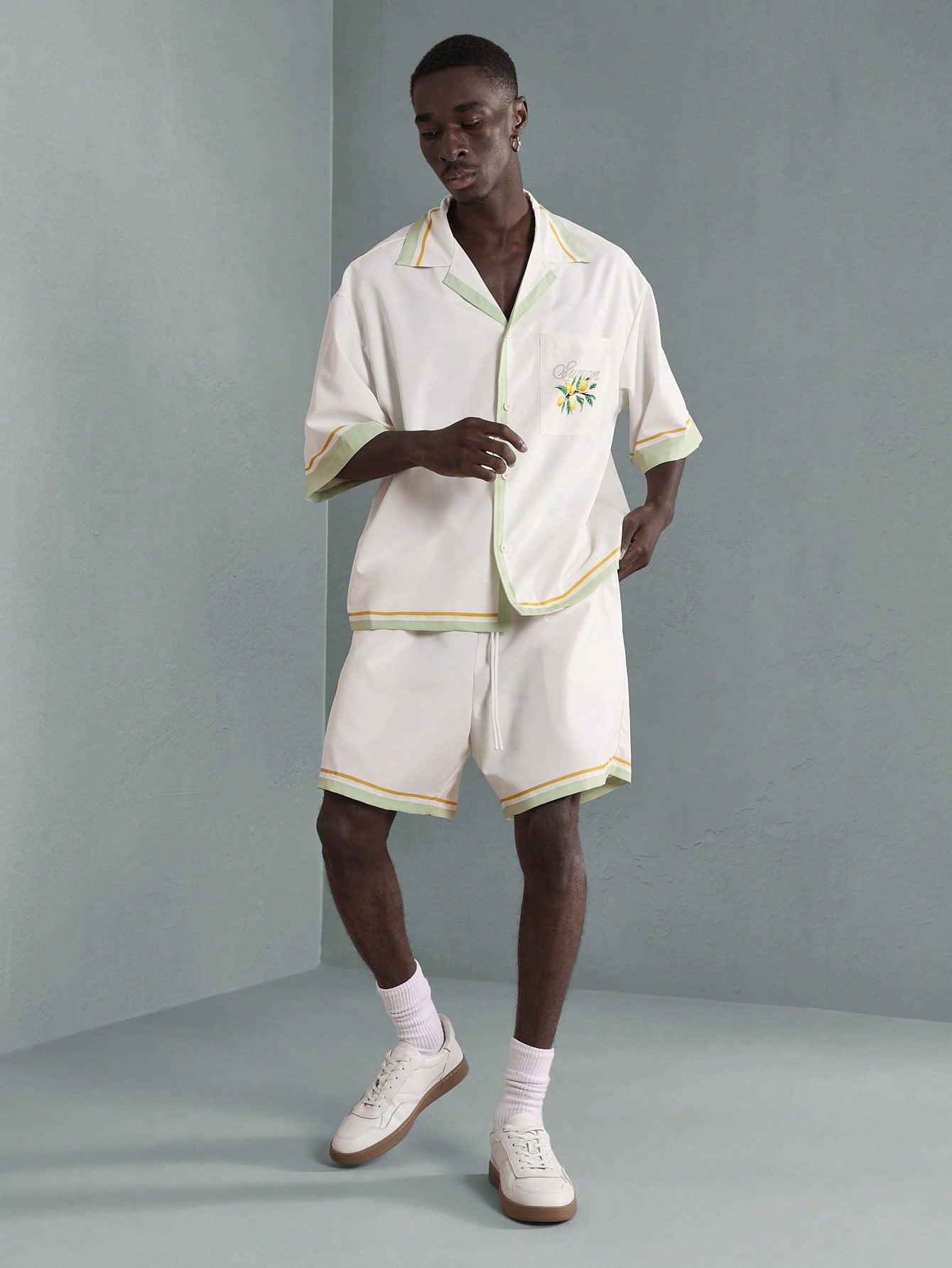 Men’s Sorrento Italian Lemon Print Shirt and Shorts Set