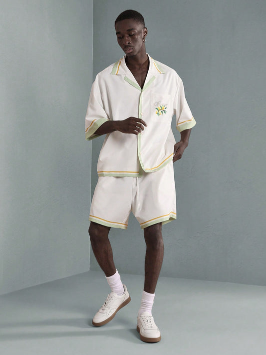 Men’s Sorrento Italian Lemon Print Shirt and Shorts Set