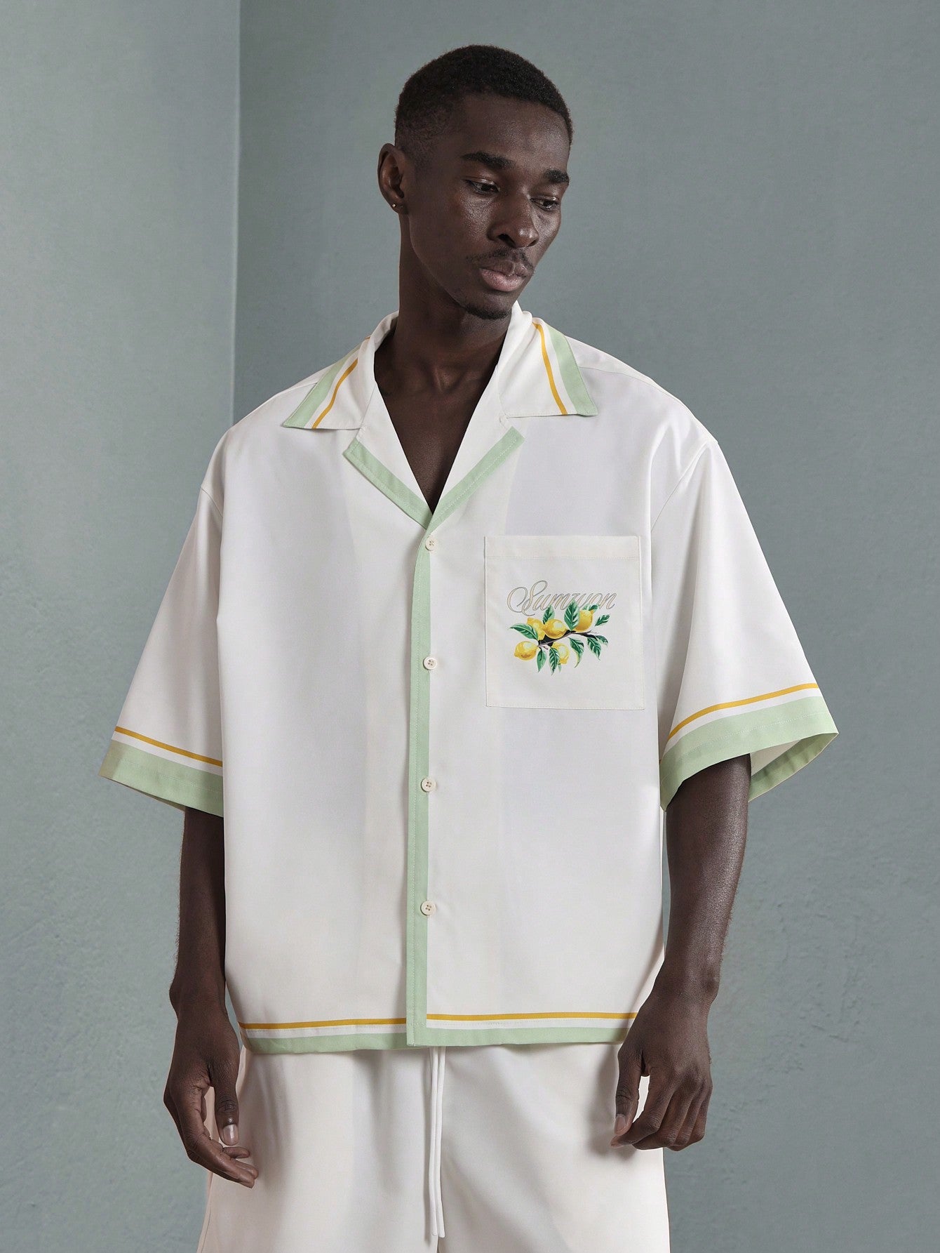 Men’s Sorrento Italian Lemon Print Shirt and Shorts Set
