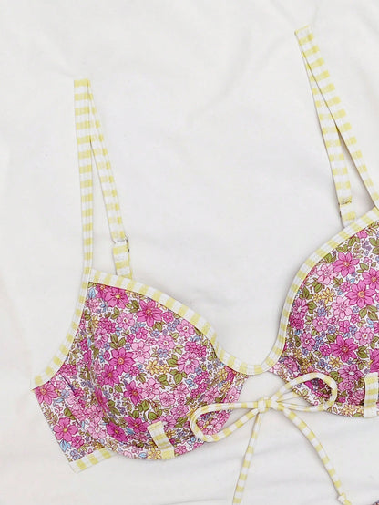 Tropical Padded Bikini Set with Tassel & Lace