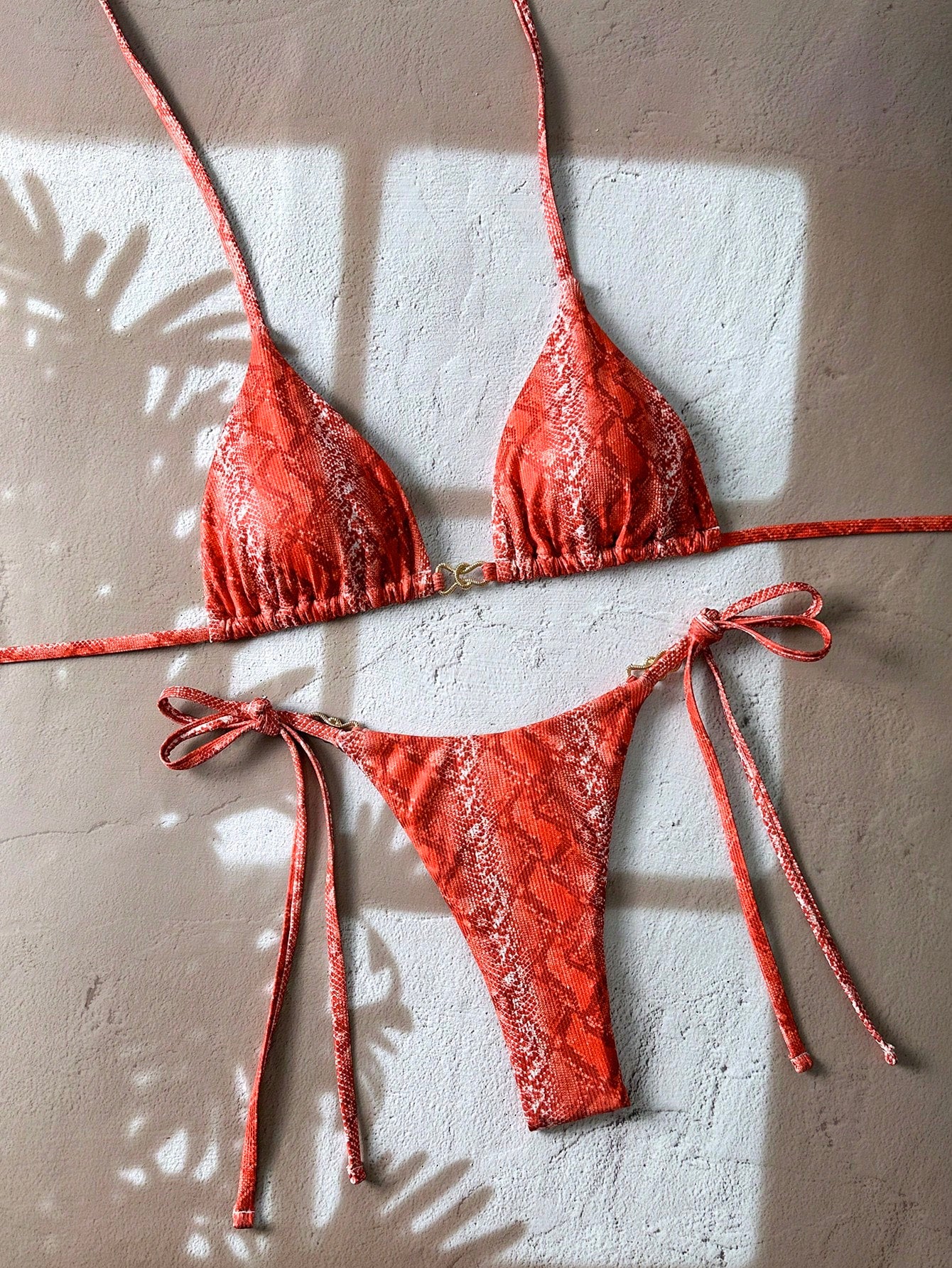 Floral Halter Triangle Bikini & Side-Tie Swimsuit