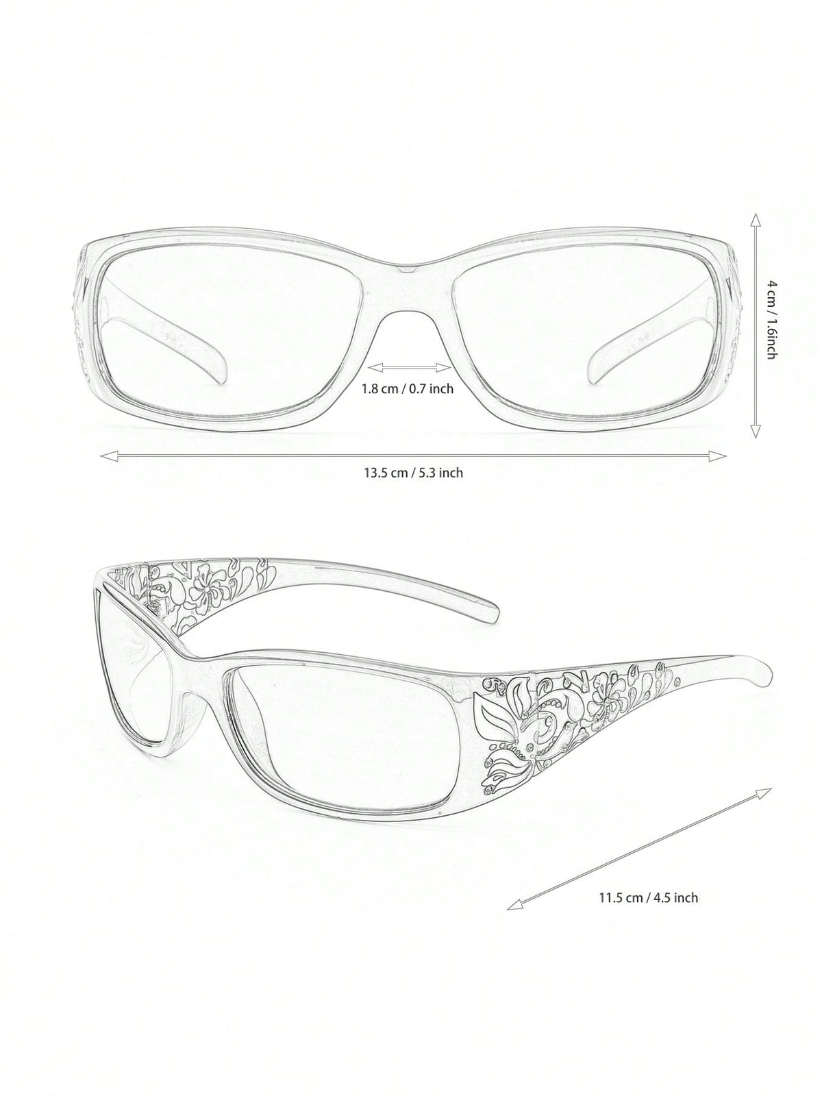 Women's Y2K Floral Embossed Square Fashion Glasses