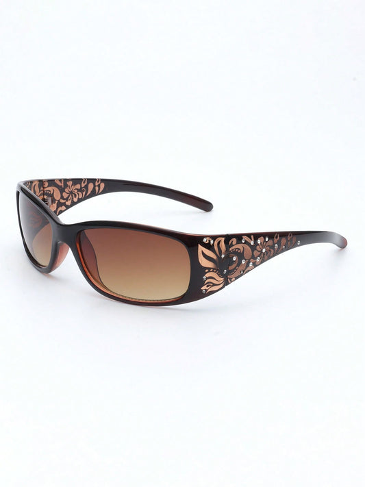 Women's Y2K Floral Embossed Square Fashion Glasses