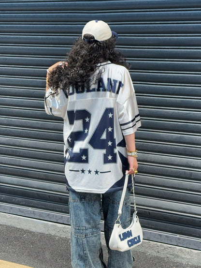 Women's Y2K Oversized Graphic Baseball Jersey