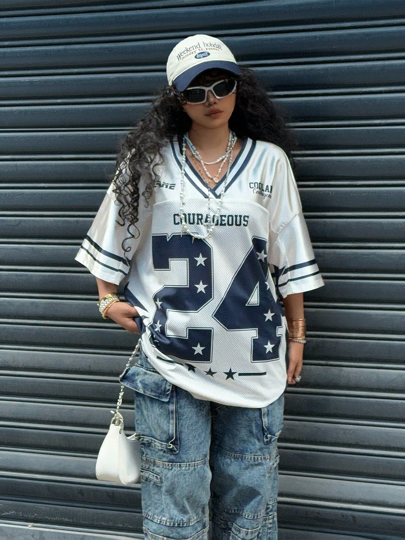 Women's Y2K Oversized Graphic Baseball Jersey