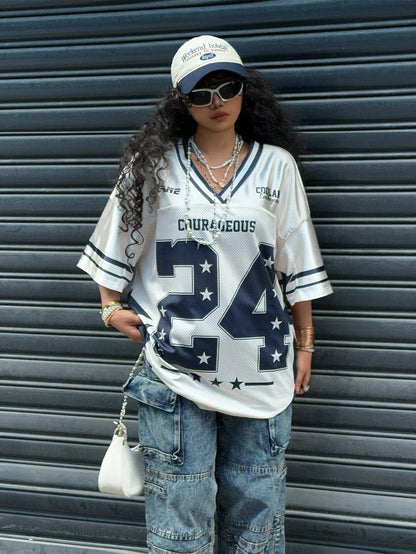 Women's Y2K Oversized Graphic Baseball Jersey