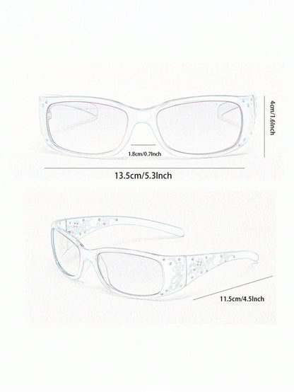 Vintage Rhinestone Square Frame Chic Street Glasses