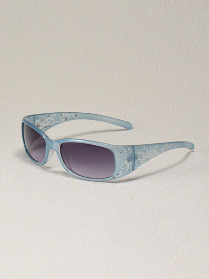 Vintage Rhinestone Square Frame Chic Street Glasses