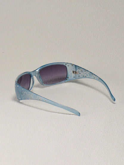 Vintage Rhinestone Square Frame Chic Street Glasses