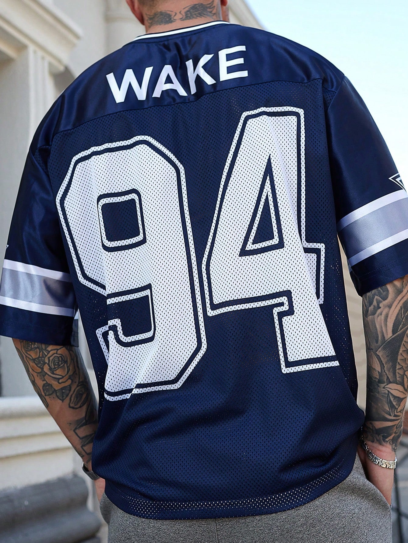 Men's Striped V-Neck Soccer Style Jersey