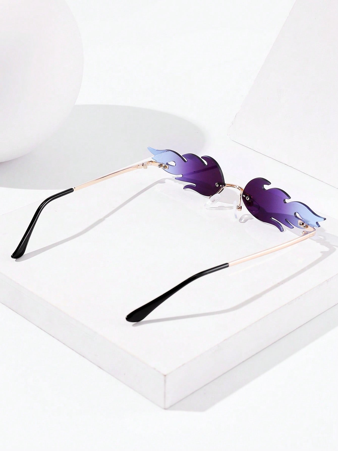 Rimless Fire Flame Sunglasses Rave Festival Eyewear