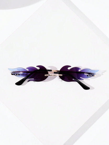 Rimless Fire Flame Sunglasses Rave Festival Eyewear
