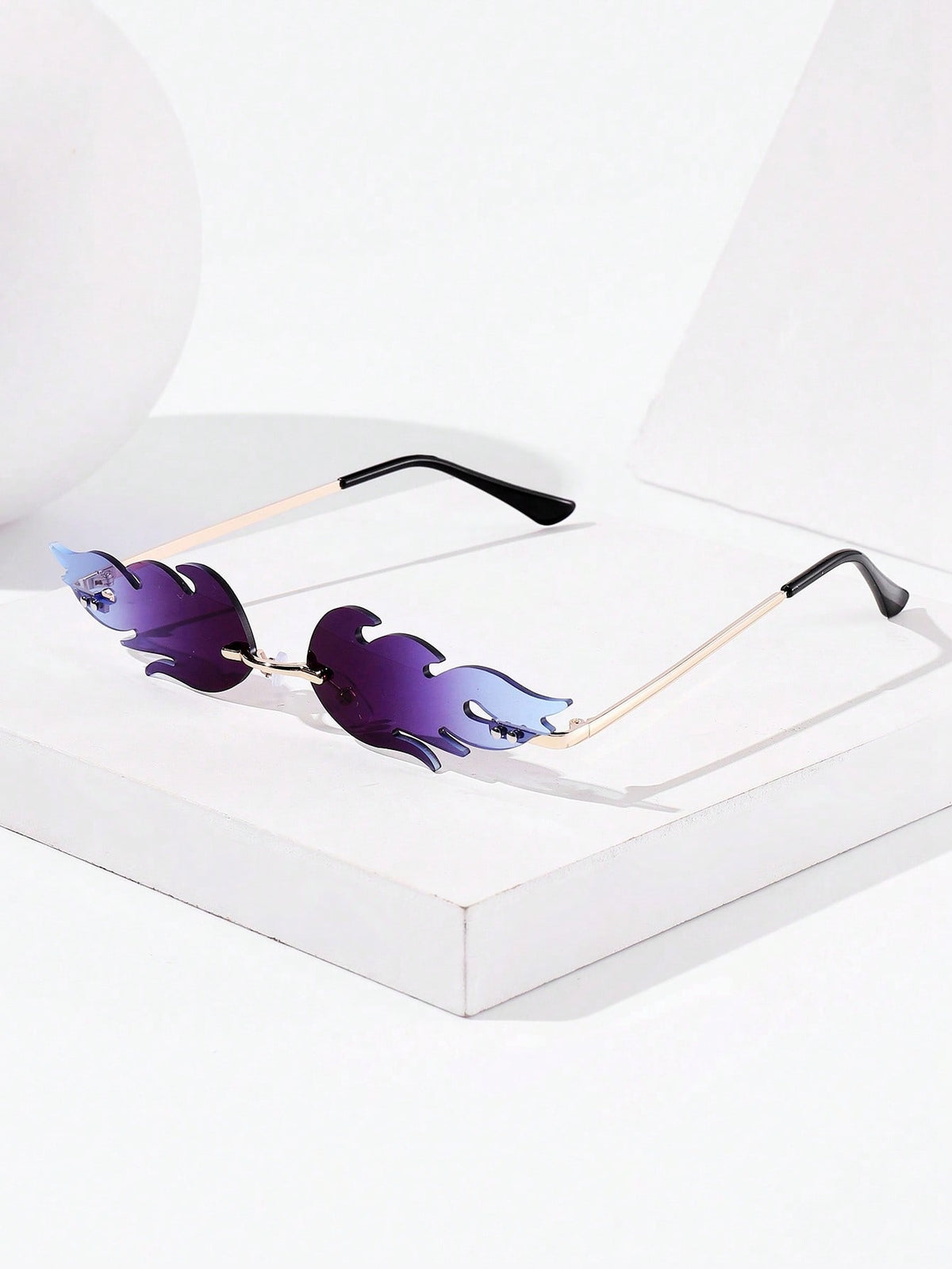 Rimless Fire Flame Sunglasses Rave Festival Eyewear