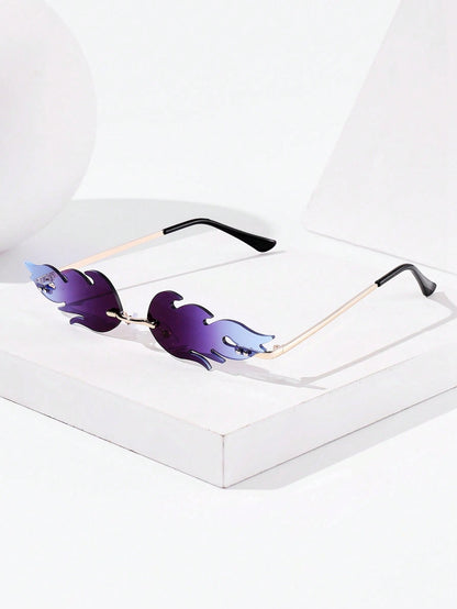 Rimless Fire Flame Sunglasses Rave Festival Eyewear
