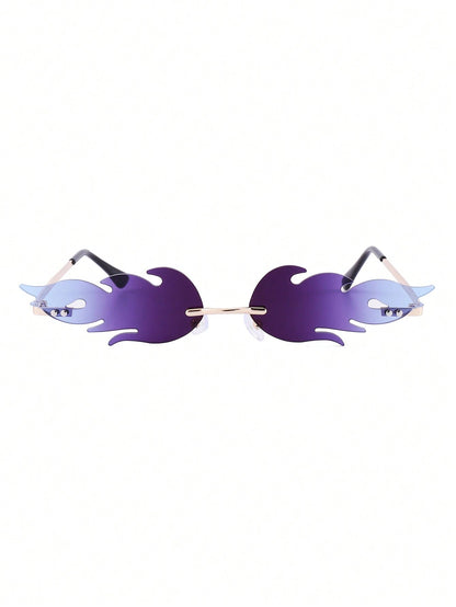 Rimless Fire Flame Sunglasses Rave Festival Eyewear