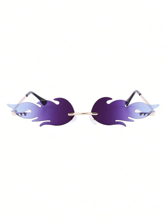 Rimless Fire Flame Sunglasses Rave Festival Eyewear