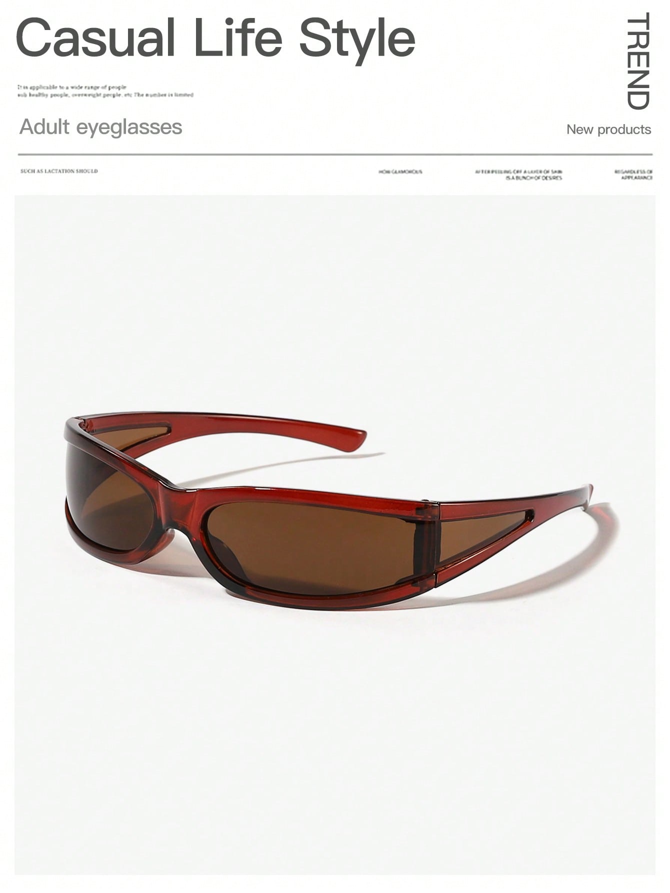 2Pk Men's Hip Hop Brown Rectangle Acrylic Fashion Frames