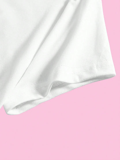 Y2K White Martini Cocktail Graphic Crop Top T-Shirt