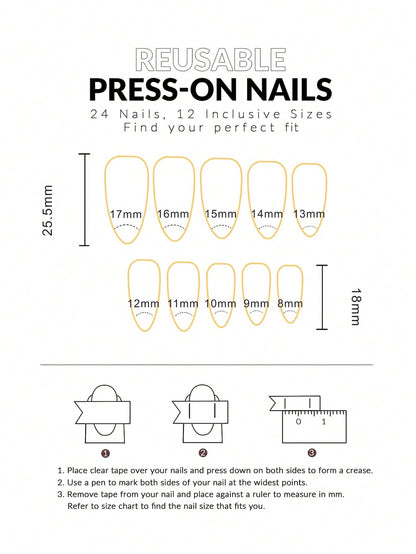Handmade Purple Almond Mid-Length Press-On Nails