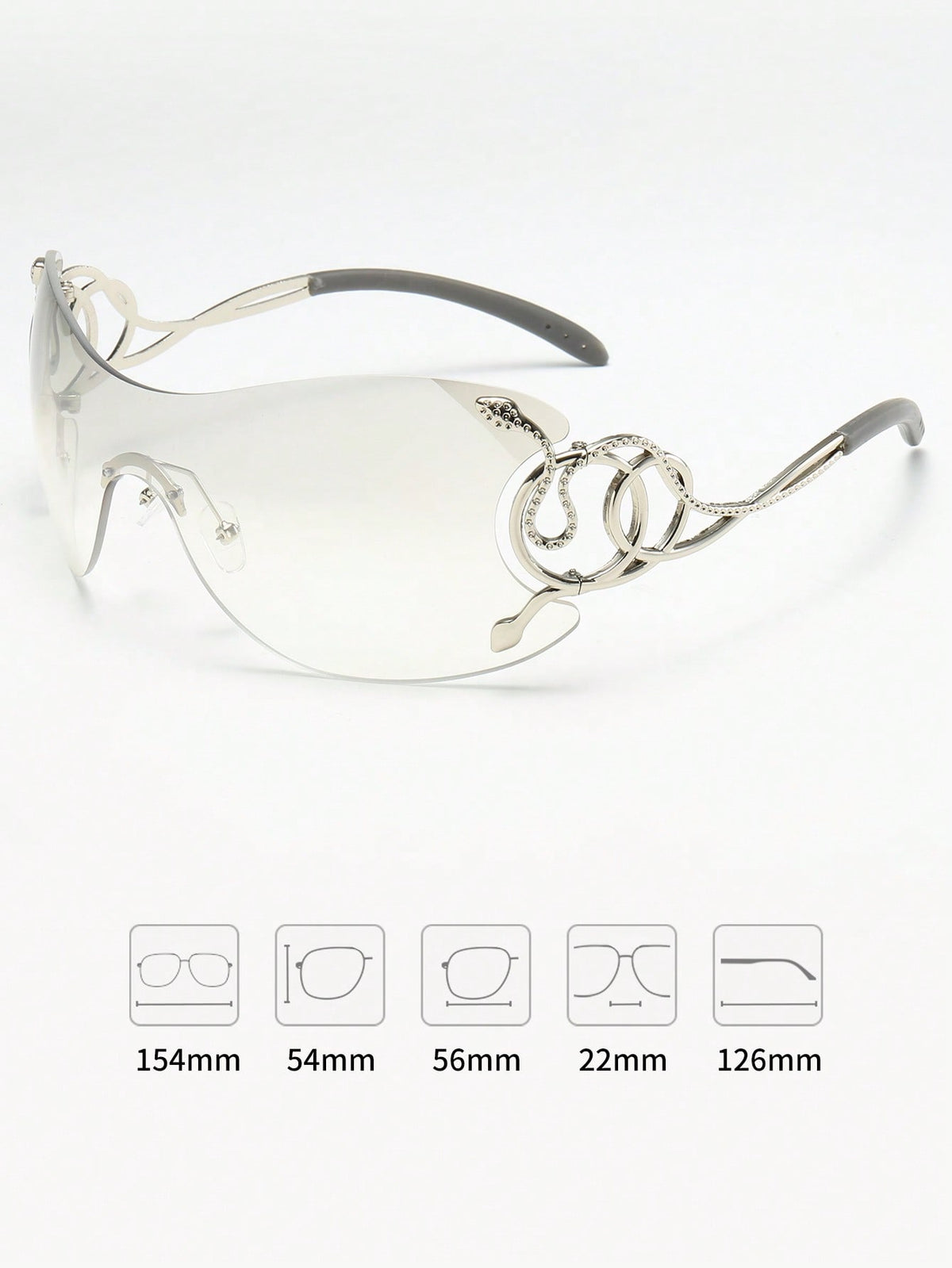 Women’s Y2K Fashion Glasses with Silver Snake Detail