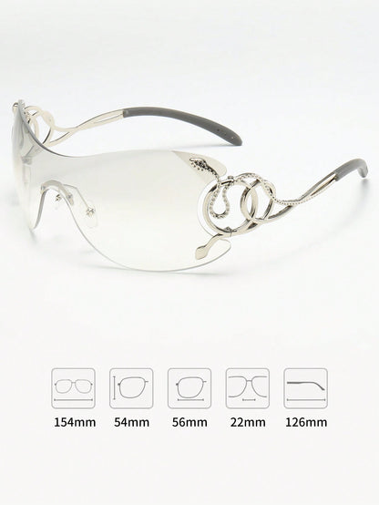 Women’s Y2K Fashion Glasses with Silver Snake Detail
