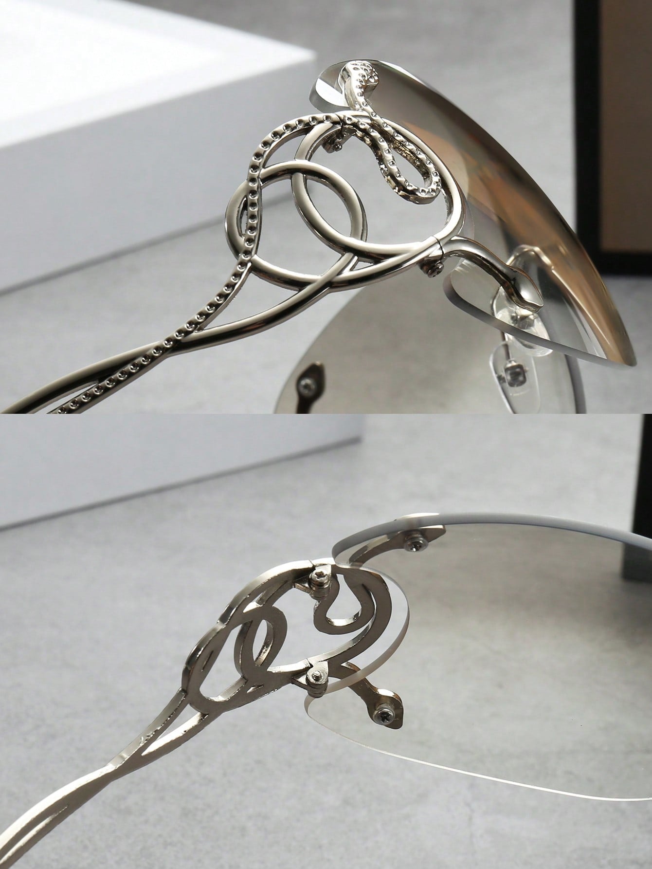 Women’s Y2K Fashion Glasses with Silver Snake Detail